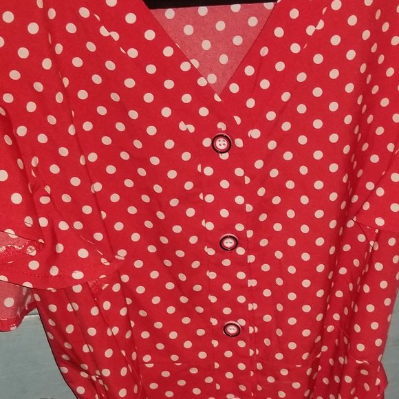 Retro Style Polka Dots Dress - Red/White ❤❤❤ - Picture 4 of 4